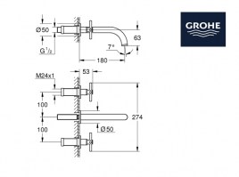 BATERIA LAVABO MURAL ATRIO GROHE